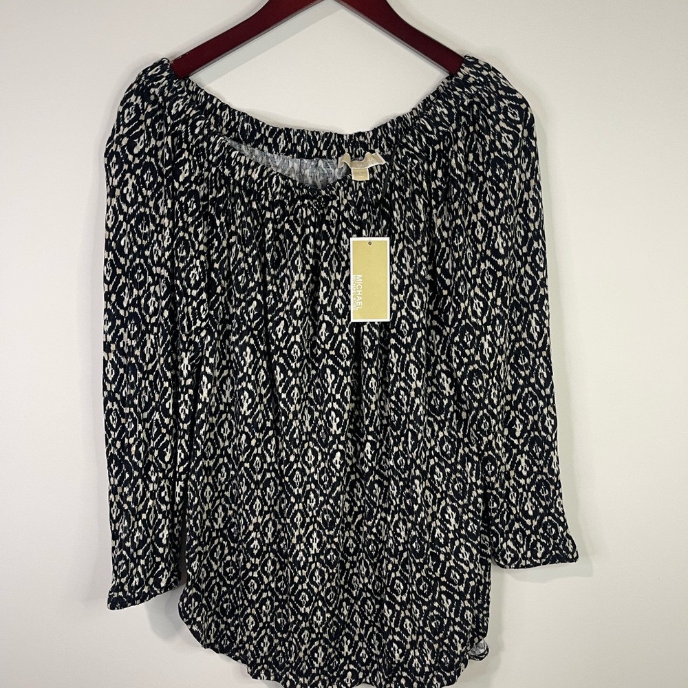 MICHAEL Michael Kors Black and White Patterned Blouse